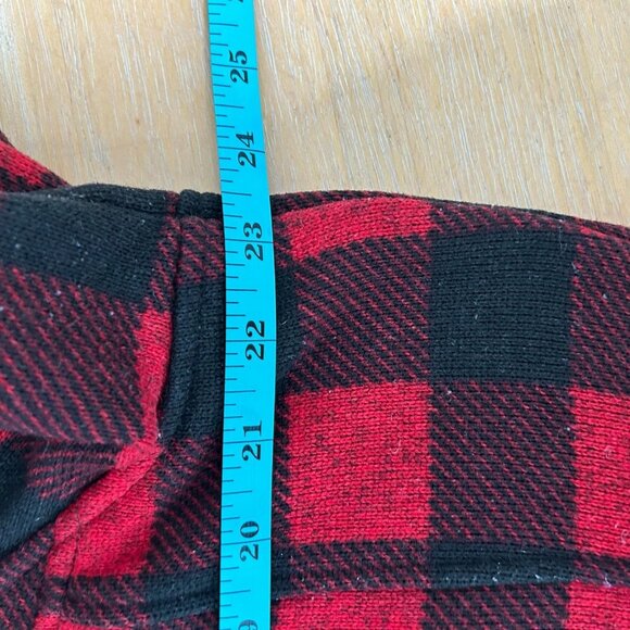LL Bean Sweater Pullover Womens XL Red Black Buffalo Plaid Snap Neck Fleece - Picture 9 of 10